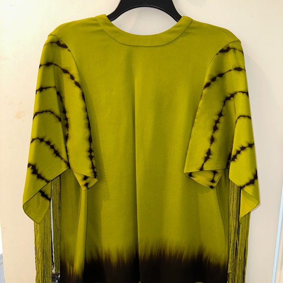 NWT- Proenza Shouler Tie-dye Fringe-sleeve Top In Chartreuse Multi - Picture 6 of 10